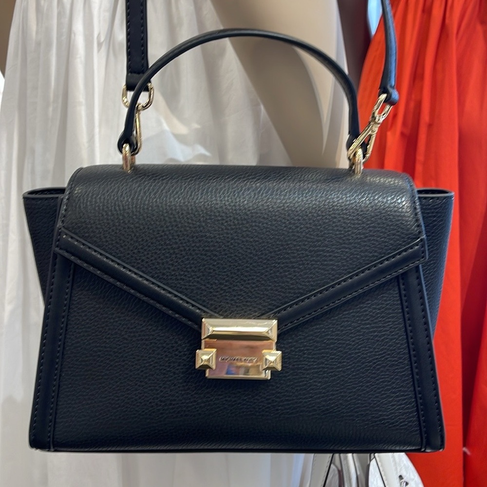 Michael Kors Whitney Medium Leather Flap Satchel Shoulder Crossbody Bag 
Black - Picture 11 of 16